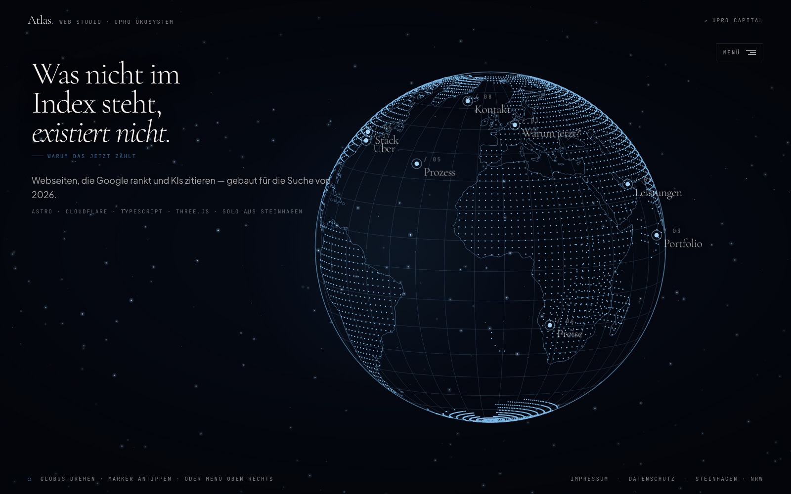 Startseite von Atlas Web Studio